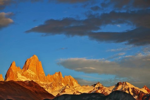 The magnificent sunrise over Mount Fitzroy in Patagonia