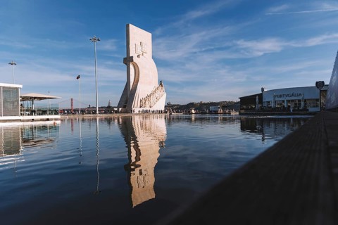 Reflection in the pool, Padrão dos Descobrimentos, Monument to Discovery, Lisbon