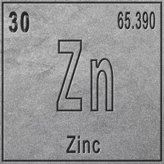 Zinc chemical element, Sign with atomic number and atomic weight, Periodic Table Element, silver