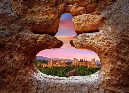 Alhambra window of Granada photo illustration