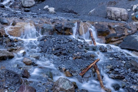 Small rapids on the Schiabach, Parsenn, Davos, Graubünden, Switzerland, Europe