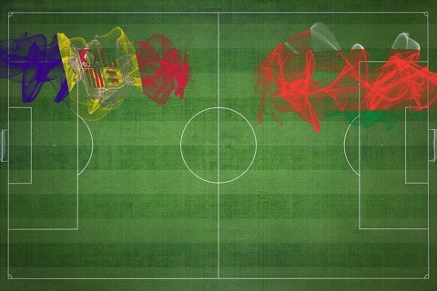 Andorra vs Oman Soccer Match, national colors, national flags, soccer field, football game,