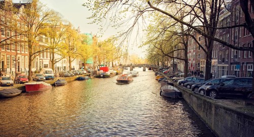 Spring evening in amsterdam