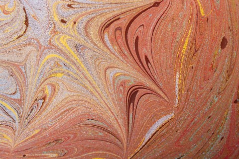 Beautiful abstract art of Ebru marbling painting techniques on water with paints