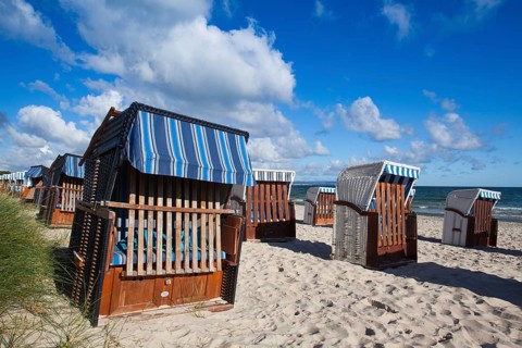 Morning on the beach in Binz, Ruegen Island, Germany, Europe