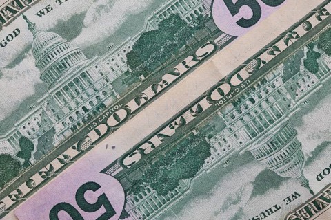 Detail of US dollar banknotes