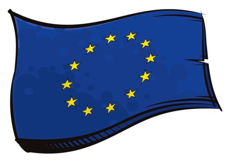 European Union flag created in graffiti paint style