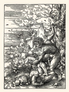 Cain slays Abel, by Jan Gossaert, 16th century, facsimile of the 19th century