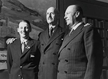 Norwegian royalty. Crown prince Harald with his father Olav V with king Haakon in the middle on may