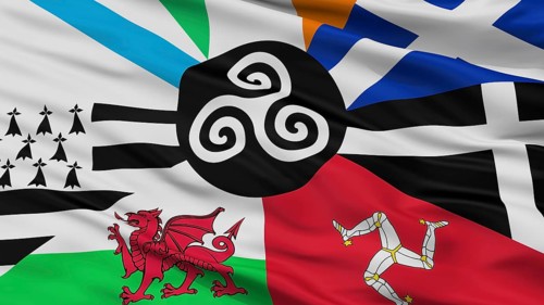 Combined Of The Celtic Nations Flag, Close Up View