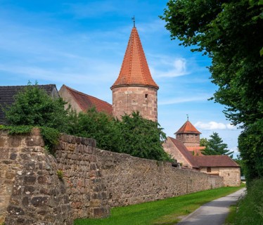 Historic medieval city wall of the town Wolframs-Eschenbach (Franconia, Germany)
