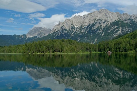 Lautersee above Mittenwald, Karwendel, Karwendel Mountains, Bavaria, Alps, mountains, lake,