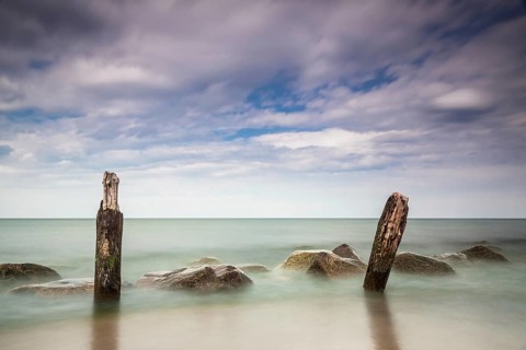 Groyne on the coast of the Baltic Sea