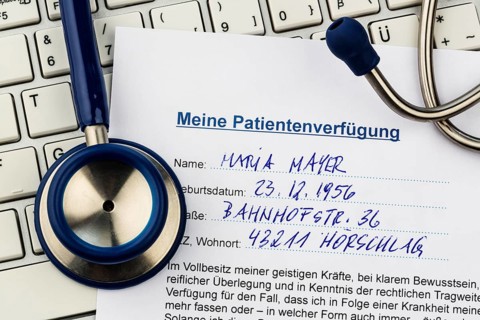A living will in German. Instructions for the doctor or hospital in the event of a terminal illness