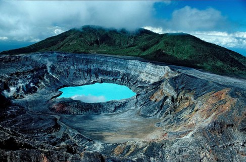 Crater of the Poas volcano, Volcano, Costa Rica, South America, Central America