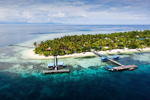 Aerial view of Arborek Island, Raja Ampat, West Papua, Indonesia, Asia