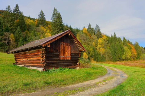 Heustadl am Geroldsee, Upper Bavaria, Germany, Haystack, Upper Bavaria, Germany, Europe