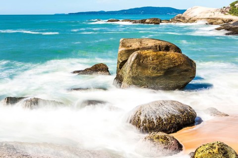 Beach in Balneario Camboriu, Santa Catarina, Brazil. Estaleirinho Beach