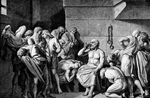 Socrates Drinking The Conium. Engraved by unknown engraver and published in Pictorial History Of