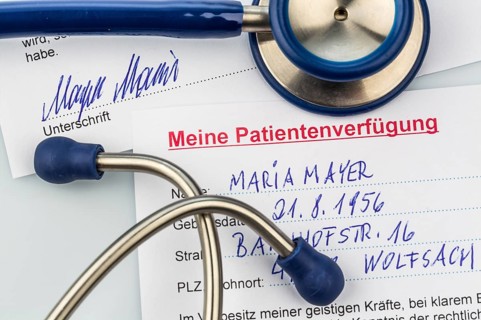 A living will in German. Instructions for the doctor or hospital in the event of a terminal illness