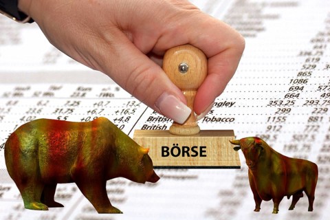 Bull and bear, symbolic figures of the stock market, Studio