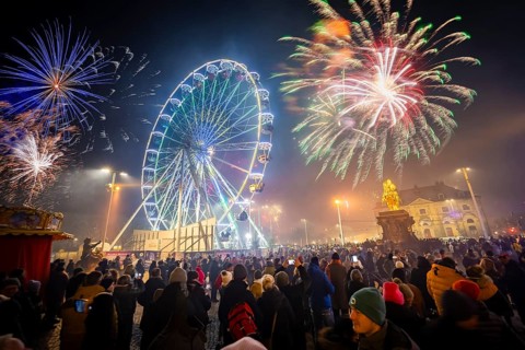 New Year's Eve at the Augustusmarkt in Dresden, on the Neustädter Markt at the Golden Horseman.