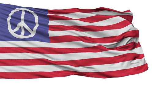 Us Peace Flag, Isolated On White Background