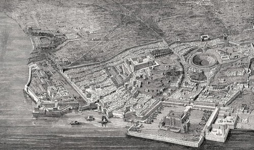 Reconstruction of the ancient city of Utica, North Africa, 2nd century