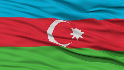 Closeup Azerbaijan Flag, Waving in the Wind, High Resolution