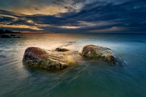 Rocky baltic seascape in the evening