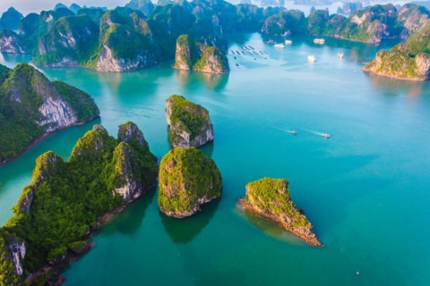 Aerial view of Ha Long Bay, Vietnam, Asia