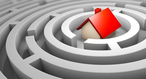3D symbol image: Property search. Find a property