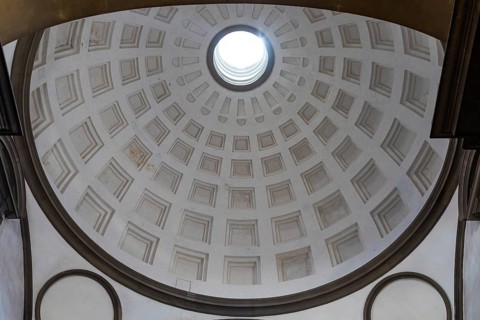 Florence, Italy - circa July 2021. Medici Chapels interior - Cappelle Medicee. Michelangelo