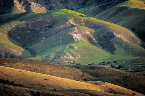 View of cleared Mata Atlantica mountains, Serra da Bocaina, Brazil, South America