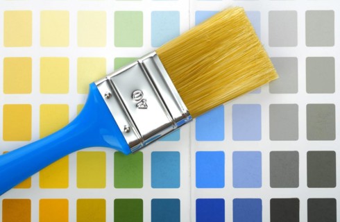 Paintbrush on color palette