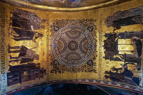 Interior view of St. Mark's Basilica, mosaics, frescoes, Venice, Veneto, Adriatic Sea, Northern
