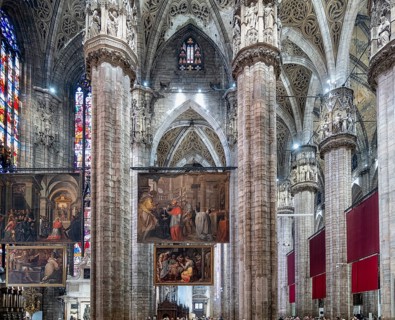 Milan Italy. The interior of the Duomo cathedral