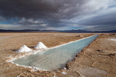 The salt flats Salinas Grandes in the Northwest of Argentina