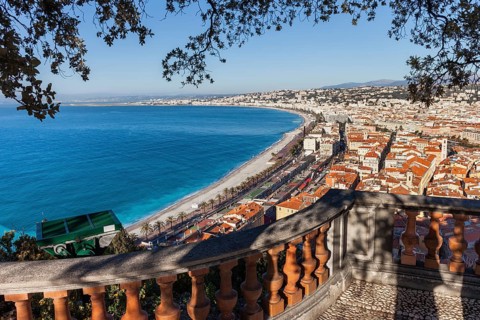 City of Nice from above in France at Mediterranean Sea, provence Alpes-Maritimes, Cote D'Azur,