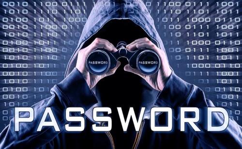faceless man with a spyglass is looking for a password