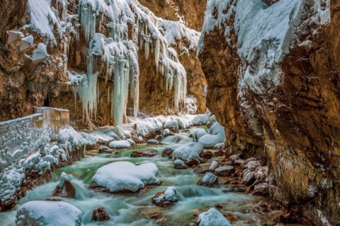 Partnachklamm in winter, Bavaria Germany