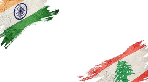 Flags of India and Lebanon on White Background