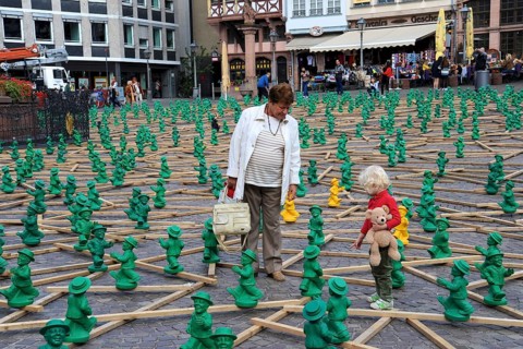 Unity Man by conceptual artist Ottmar Hörl at the Römer in Frankfurt