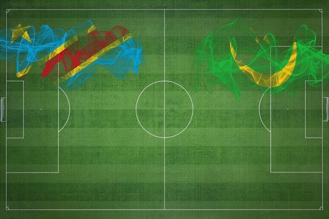 Democratic Republic of Congo vs Mauritania Soccer Match, national colors, national flags, soccer
