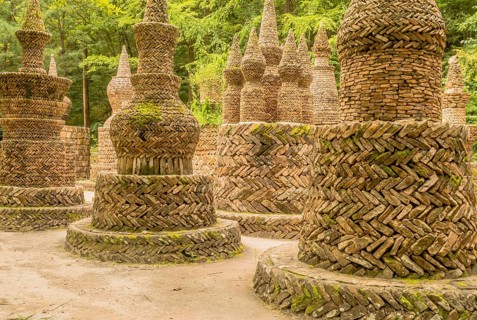 Daejeon, South Korea, August 16, 2020: Large intricately designed structures made of brick and