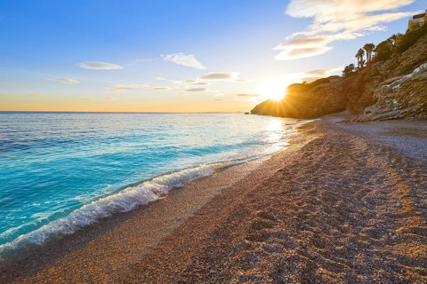 Esparrello beach playa in Villajoyosa of alicante in Spain also Asparrallo in Vila Joiosa at Costa