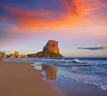 Arenal Bol beach in Calpe also Calp in Alicante of spain at Costa Blanca Arenal-Bol Ifach penon