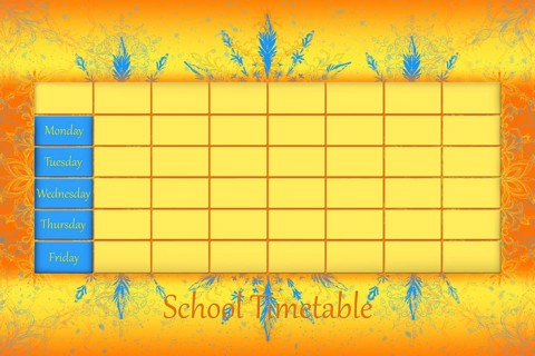 School Timetable Schedule With Colorfull Background 3D illustration