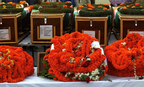 The bodies seven Indian Army soldiers who lost their lives Uri terror attack being honoured by