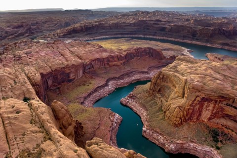Meandering Waters of Glen Canyon, Aerial image, Lake Powell, USA, North America